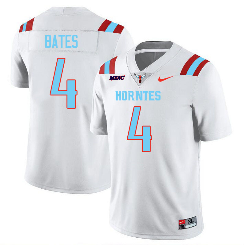 Delaware State Hornets #4 Brian Bates College Football Jerseys,Uniforms Stitched-White